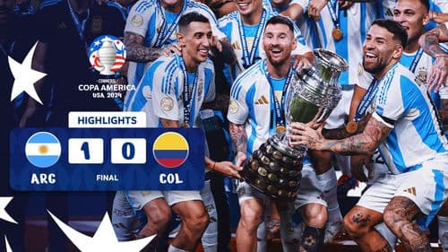 Thumbnail do vídeo: Mejores Momentos: Argentina 1-0 Colombia | Final de la CONMEBOL COPA AMÉRICA USA 2024™